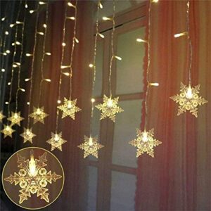 defdong 96 LED 3.5M Fairy Snowflake Lights, Christmas 4 Flashing Modes, Window Waterproof Suitable for Gardens, Parties, terraces, Christmas, Halloween and Holiday Decorations, Warm White (YXJ00123)