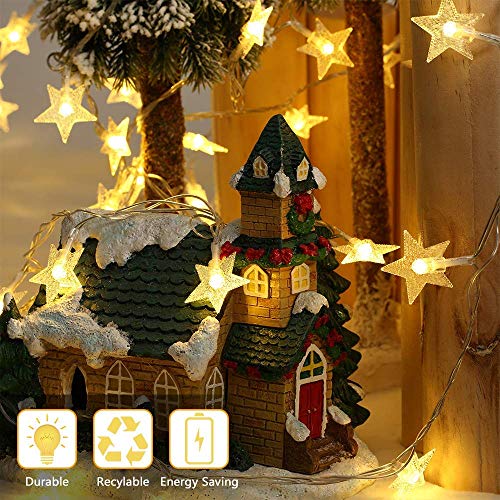 Star LED String Lights - 70 LED 33 FT Twinkle Star Battery Operated Fairy Lights Waterproof for Outdoor, Indoor, Bedroom, Wedding, Party, Christmas Halloween Garden Decorations