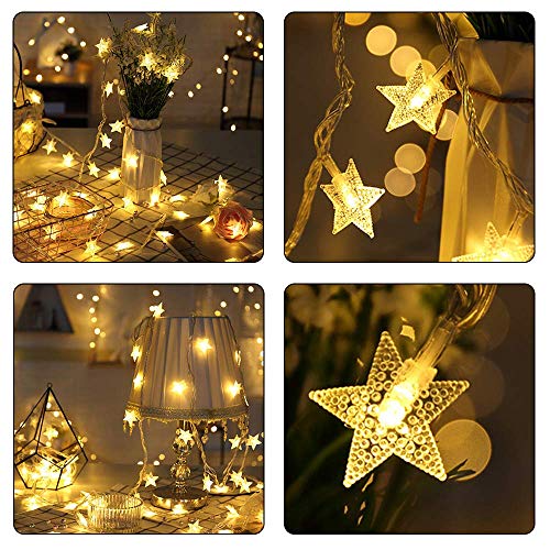 Star LED String Lights - 70 LED 33 FT Twinkle Star Battery Operated Fairy Lights Waterproof for Outdoor, Indoor, Bedroom, Wedding, Party, Christmas Halloween Garden Decorations