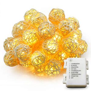 globe rattan ball string lights, goodia 13.8feet 40 led warm white fairy light for indoor,bedroom,curtain,patio,lawn,landscape,fairy garden,home,wedding,holiday,christmas tree,party