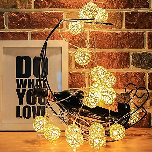 Globe Rattan Ball String Lights, Goodia 13.8feet 40 LED Warm White Fairy Light for Indoor,Bedroom,Curtain,Patio,Lawn,Landscape,Fairy Garden,Home,Wedding,Holiday,Christmas Tree,Party