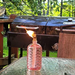 OEXEO 4PCS Glass Outdoor Tabletop Torch Set,Torch Wicks, Torch Light,Garden Torch,Patio Torches,Citronella Torches (Blue)