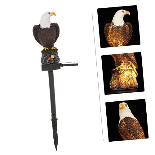 LABRIMP Lawn Decoration LED Balcony Decor Lamppost Solar Stake Lights Stakes Decorative Figurine Owl Patio Ground Outdoor Pathway Garden Light Ornament for Lamp Insert Yard Eagle