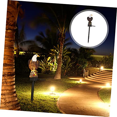 LABRIMP Lawn Decoration LED Balcony Decor Lamppost Solar Stake Lights Stakes Decorative Figurine Owl Patio Ground Outdoor Pathway Garden Light Ornament for Lamp Insert Yard Eagle