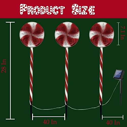 Fcysy Solar Christmas Lights Outdoor Decorations, Red and White Lollipop Outside Solar Powered Xmas Pathway Lights, Waterproof Christmas Yard Walkway Stake Lights for Holiday Lawn Garden Patio Décor