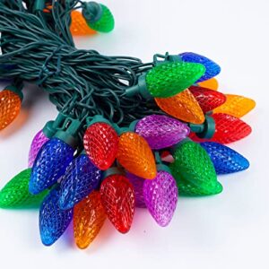 boking christmas c9 light string 50 led outdoor indoor waterproof strawberry xmas tree decoration plug in extendable 34.5 feet used for patio party holiday courtyard garden home(multicolor)