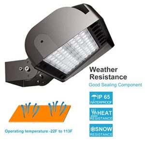 150W LED Outdoor Flood Parking Lot Light, 5000K Daylight White, 21000lm Super Bright, Dusk to Dawn Photocell Sensors, IP65 Waterproof Security Light for Gardens Yards (2 Pack)