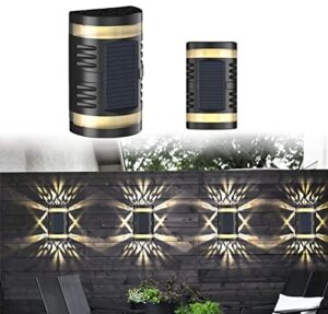 jialux solar fence lights,1 pack garden sloar light [warm light/2500k] solar outdoor lights for garage landscape backyard garden