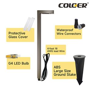 COLOER Die-cast Brass 12V LED Low Voltage Landscape Lighting Kit, IP65 Waterproof Outdoor Lights for Yard, Spot Light and Garden Path Lights Outside (4 Sootlight(101B)+2 Pathlight(603B) with Bulb)