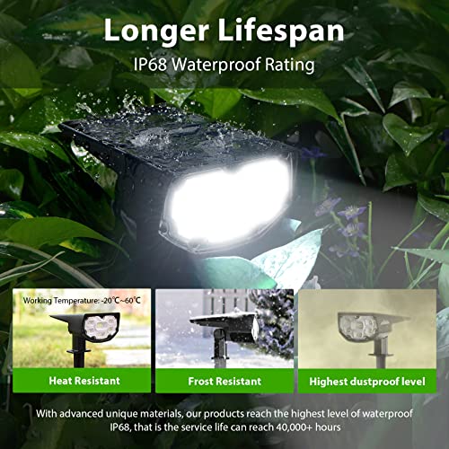 SubJingle Solar Outdoor Spotlights IP68 Waterproof, Auto ON/Off Solar Landscape Spotlights 2-in-1 Wireless Solar Landscape Lights for Yard Garden Flag Pool Patio Driveway Walkway 6 Pack Cold White