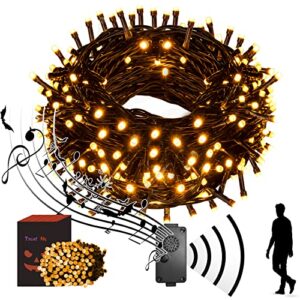 vanthylit halloween decorations, 81.7ft 200lt halloween string lights with music sync spooky sounds lighted halloween fairy lights for indoor and outdoor patio lawn garden (orange)