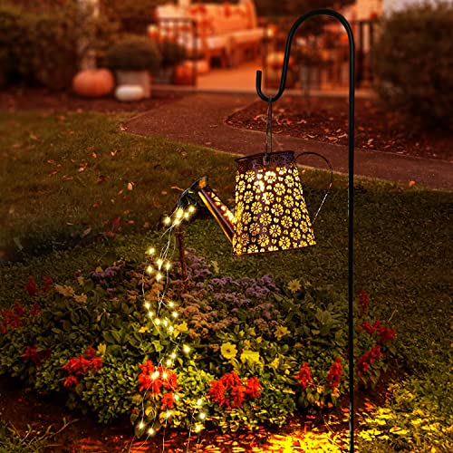 Solar Watering Can with Fairy String Lights for Garden Decor, Solar Garden Lights for Yard Decor, Solar Pathway Lantern for Outdoor Patio Decor Holiday Christmas Halloween and More (90LED, Warm White)