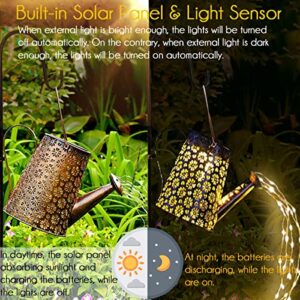 Solar Watering Can with Fairy String Lights for Garden Decor, Solar Garden Lights for Yard Decor, Solar Pathway Lantern for Outdoor Patio Decor Holiday Christmas Halloween and More (90LED, Warm White)