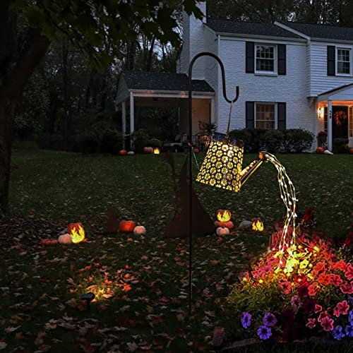 Solar Watering Can with Fairy String Lights for Garden Decor, Solar Garden Lights for Yard Decor, Solar Pathway Lantern for Outdoor Patio Decor Holiday Christmas Halloween and More (90LED, Warm White)