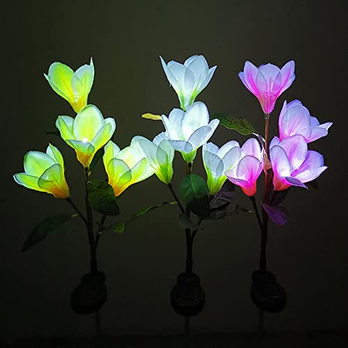 LIZHOUMIL Outdoor Solar Flower Stake Lights,Waterproof Solar Magnolia Flower Garden Lights,LED Solar Landscape Light,Ground Plug Lamp for Garden Lawn Path Yard Patio Driveway Backyard Decoration Pink