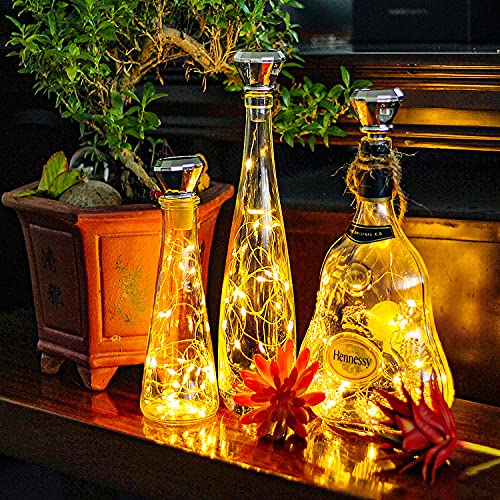 Solar Wine Bottle Lights，Diamond Wine Cork Lights 12 Pack 20LED Solar Powered Decorations Indoor/Outdoor Garden Mini String Lights for DIY/Decor/Party/Wedding/Christmas/Halloween-Mixed Packaging