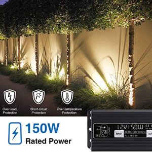 SUNVIE Low Voltage Landscape Lights Kit with Transformer and Timer 12W 12-24V Outdoor LED 3000K Waterproof Landscape Lighting with Wire Connector for Garden Pathway Wall Tree ETL Listed Cord, 10 Pack