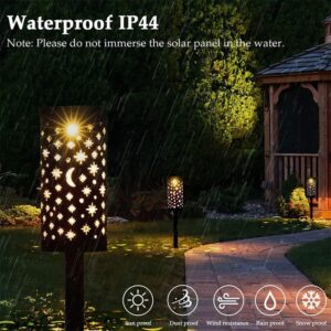 Solar Pathway Lights, Warm White Bright Solar Lights Outdoor Waterproof, Solar Garden Lights Adjustable Landscape Path Lights for Patio Walkway Yard Driveway Backyard Decorative