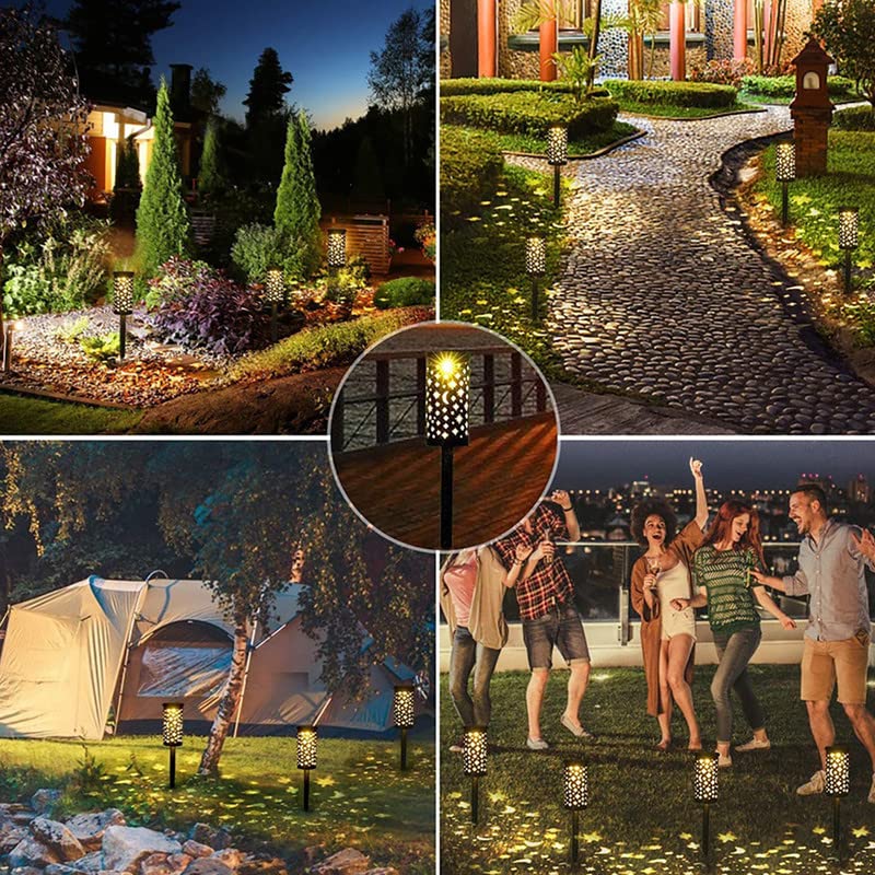 Solar Pathway Lights, Warm White Bright Solar Lights Outdoor Waterproof, Solar Garden Lights Adjustable Landscape Path Lights for Patio Walkway Yard Driveway Backyard Decorative