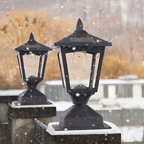 Chason Solar Post Lights Outdoor,Post Lantern with Mount Base,Waterproof Post Cap Light for Fence Deck, Garden,Landscape, 4×4 or 6×6 Posts (Pack of 2)