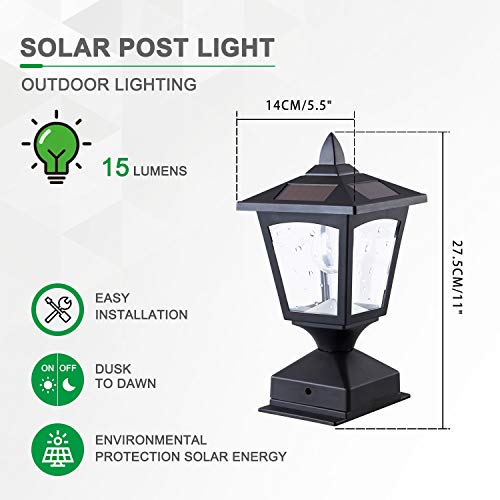 Chason Solar Post Lights Outdoor,Post Lantern with Mount Base,Waterproof Post Cap Light for Fence Deck, Garden,Landscape, 4×4 or 6×6 Posts (Pack of 2)