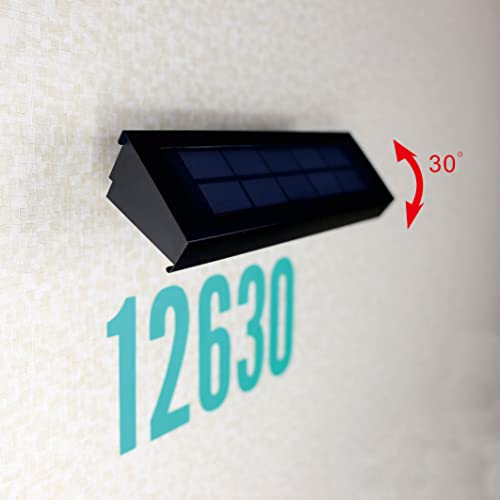 Solar Lights Outdoor for House Numbers - Black Aluminum Adjustable Angle Outdoor Solar Light for Address Sign Plate - Wall Light for Home,Garden,Patio and Yard