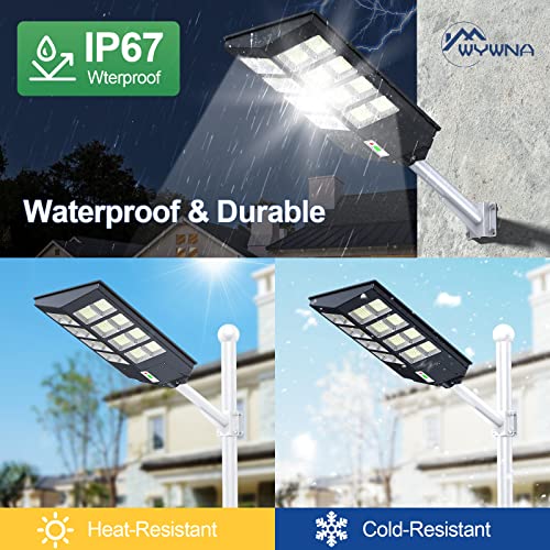 WYWNA 1000W Solar Street Lights Outdoor Waterproof Street Lights Solar Powered 100000LM Dusk to Dawn Remote Control Motion Sensor Solar Parking Lot Lights for Stadium/Garden Yard (2 Packs)