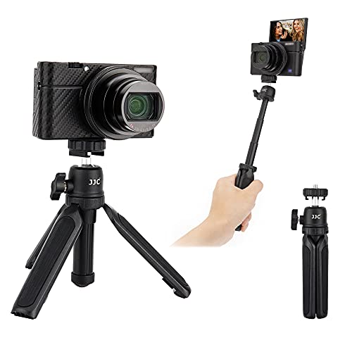 JJC 2 in 1 Extendable Mini Vlogging Tripod & Selfie Stick for Sony ZV-1F ZV-1 ZV-E1 RX100 VII A6000 A6100 A6300 A6400 A7C Canon EOS M50 M6 Mark II R7 R10 G7X Mark III II Panasonic G100 GX85 G9 & More