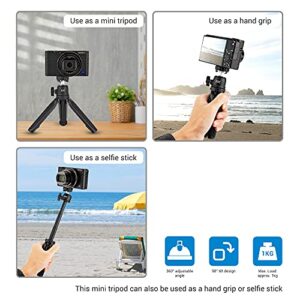 JJC 2 in 1 Extendable Mini Vlogging Tripod & Selfie Stick for Sony ZV-1F ZV-1 ZV-E1 RX100 VII A6000 A6100 A6300 A6400 A7C Canon EOS M50 M6 Mark II R7 R10 G7X Mark III II Panasonic G100 GX85 G9 & More