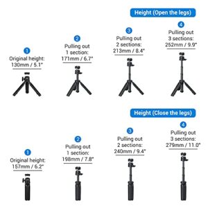 JJC 2 in 1 Extendable Mini Vlogging Tripod & Selfie Stick for Sony ZV-1F ZV-1 ZV-E1 RX100 VII A6000 A6100 A6300 A6400 A7C Canon EOS M50 M6 Mark II R7 R10 G7X Mark III II Panasonic G100 GX85 G9 & More