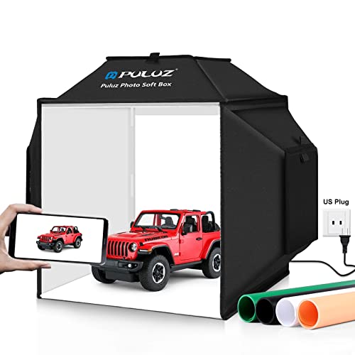 PULUZ Portable Photo Studio Light Box, 16"x16" Professional Dimmable Shooting Tent Kit Soft Box with 480pcs LEDs Lights 4 Backdrops for Jewelry and Small Product Photography Props Upgrade 16 inch