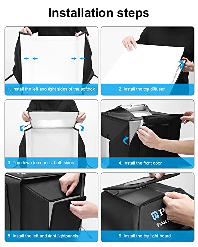 PULUZ Portable Photo Studio Light Box, 16"x16" Professional Dimmable Shooting Tent Kit Soft Box with 480pcs LEDs Lights 4 Backdrops for Jewelry and Small Product Photography Props Upgrade 16 inch