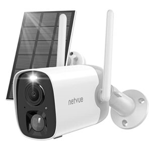 NETVUE Security Camera Wireless Outdoor Combination USB Solar Panel Suit, 2K Color Night Vision AI Motion Detection IP65 Weatherproof Spotlight Siren Alarm Cloud/SD Storage