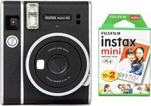 fujifilm instax mini 40 instant film camera with twin film pack (20 exposures) bundle (2 items)