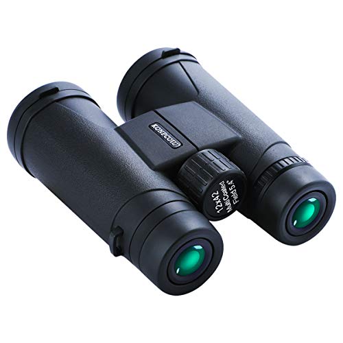 12x42 Binoculars for Adults, Portable and Waterproof Compact Binoculars with Low Light Night Vision, HD Clear High Power Large View Binoculars with Upgraded Phone Adapter for Bird Watching, Hunting