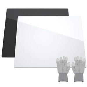 niubee acrylic reflective display board for product photo background shooting tables props (12×12 inch, black + white)