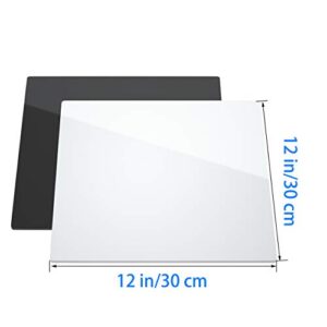 NIUBEE Acrylic Reflective Display Board for Product Photo Background Shooting Tables Props (12x12 Inch, Black + White)