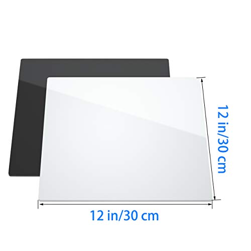 NIUBEE Acrylic Reflective Display Board for Product Photo Background Shooting Tables Props (12x12 Inch, Black + White)