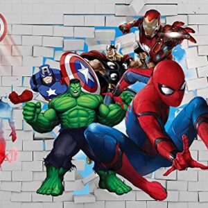 Spiderman Theme Backdrop 5x3ft White Brick Wall Photo Super City Spiderman Background for Superhero Spiderman Kids Birthday Party Photography Decoration Banner