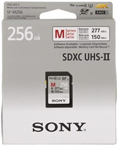 sony m series sdxc uhs-ii card 256gb, v60, cl10, u3, max r277mb/s, w150mb/s (sf-m256/t2)