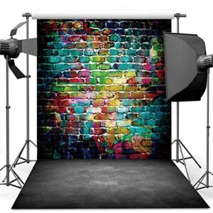 dudaacvt graffiti photography backdrop, 5×7 ft colorful brick wall vintage cement floor backdrop for studio props photo background