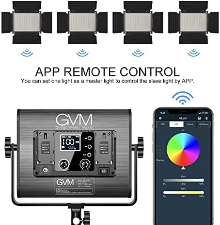 GVM RGB LED Video Light with Bluetooth Control, 880RS 60W Photography Lighting kit Dimmable LED Panel with LCD Screen, 3 Packs Studio Light for YouTube, Streaming, Gaming, 8 Applicable Scenes, CRI97