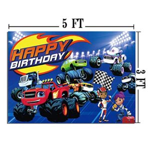 Blaze and The Monster Machines Season Photo Backdrops Monster Machines Photography Background 5x3ft Boys Kids Happy Birthday Party Cake Table Decor Supplies