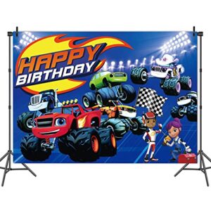 Blaze and The Monster Machines Season Photo Backdrops Monster Machines Photography Background 5x3ft Boys Kids Happy Birthday Party Cake Table Decor Supplies