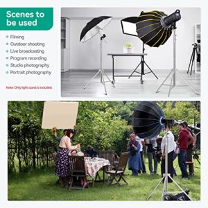 Heavy Duty Light Stand Photography: Stainless Steel - Takerers 9.2ft/110inch Adjustable Tripod stands with Spring Cushioned, 1/4" to 3/8" Universal Screw, Carry Bag for Softbox, Strobe(Max Load: 22lb)