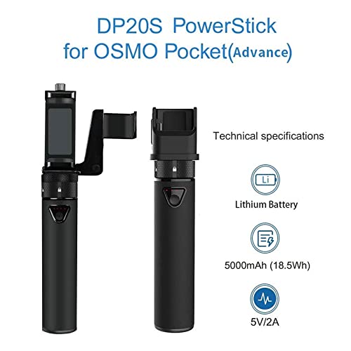 Smatree Portable Osmo Pocket 2 PowerStick(PowerBank) Compatible for DJI Osmo Pocket 2 & DJI Osmo Pocket 1, Handheld Smartphone Holder Mount Bracket with Tripod for Osmo Pocket Camera