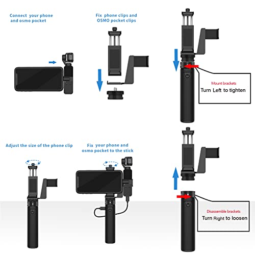 Smatree Portable Osmo Pocket 2 PowerStick(PowerBank) Compatible for DJI Osmo Pocket 2 & DJI Osmo Pocket 1, Handheld Smartphone Holder Mount Bracket with Tripod for Osmo Pocket Camera