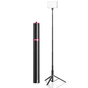 mt-54 portable adjustable 5ft light stand tripod, height 2ft to 5ft, metal stand for small photography lights, webcams, cameras, 360º rotating mount, aluminum lightweight, with a free phone mount