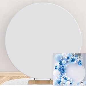 dashan white round backdrop cover 7.2×7.2ft polyester pure white birthday party photography background banquet press conference performance cake table decor for adult kids portrait photo studio props