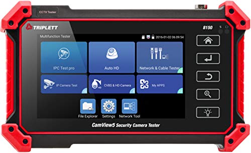 Triplett 8150 CamView IP Pro 5 CCTV Security Camera Tester with 5" Touchscreen - 4K / 1080P IP, Analog, TVI, CVI, AHD